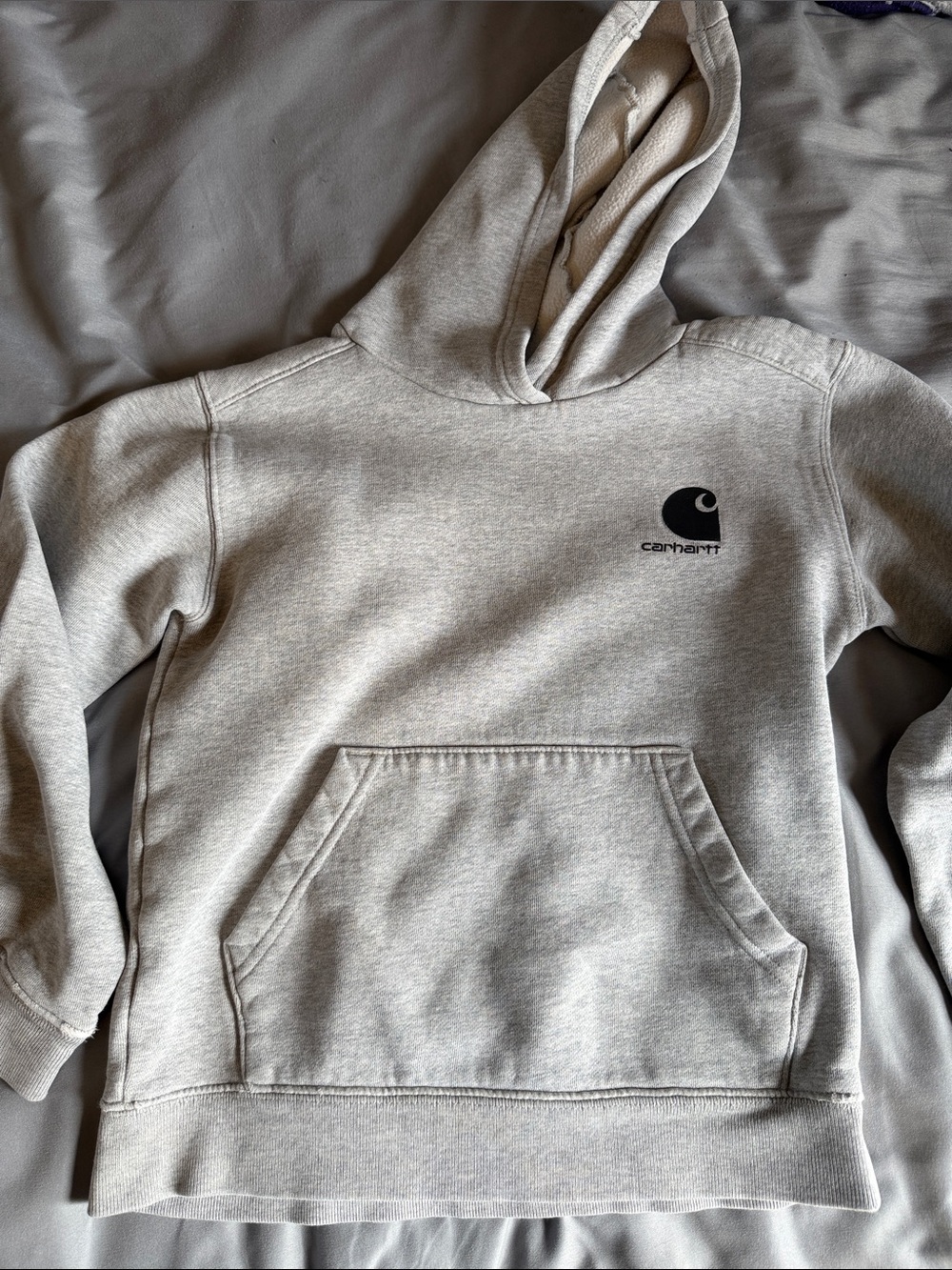 Carhartt Youth Light Gray Hooded Pullover Sweatshirt